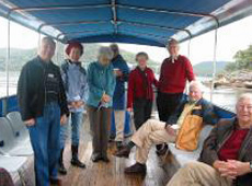 group on river